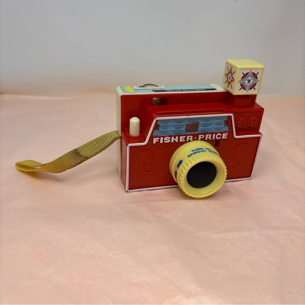 Fisher-Price Red Toy Camera with Yellow Lens and Strap